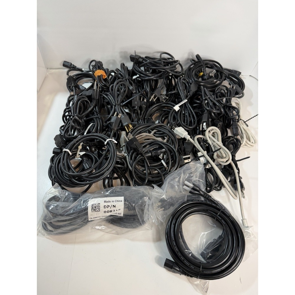 Lot of 50 3-Prong Standard PC Computer Monitor AC Power Cord Cable various size